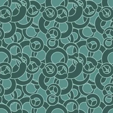 Curl seamless pattern. Green circles abstract ornament. Retro texture of fabr Stock Illustration