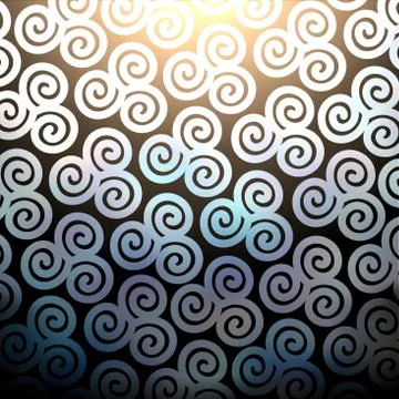 Curl shiny pattern on black background. Twirls ornament illustration. Stock Illustration