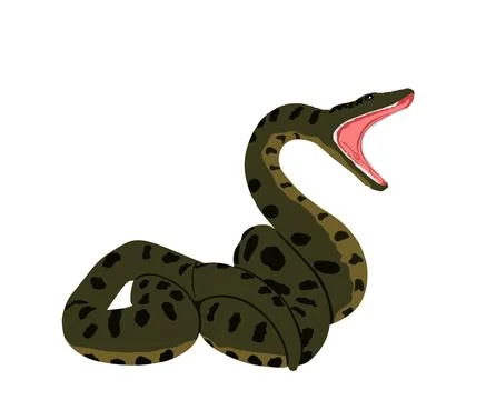 Curl snake attack prey vector illustration isolated on white Illustrazione stock