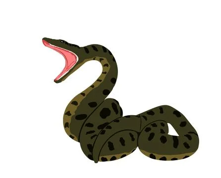 Curl snake attack prey vector illustration isolated on white Stock Illustration