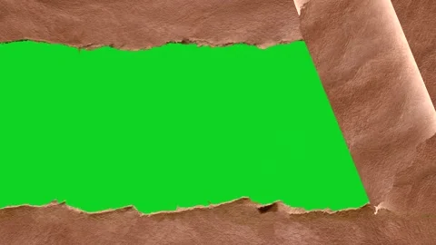 Curled brown leather vertical peel action revealing animated on green screen Stock Footage 335214422