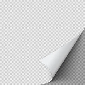 Curled corner of paper. Empty sheet of paper with twisted corner. Vector illu Stock Illustration