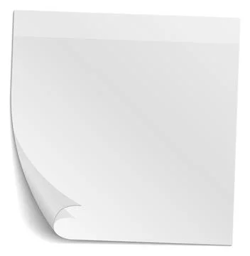 Curled corner paper square. Blank white mockup Illustrazione stock