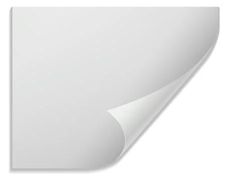 Curled corner sticker. Rectangular paper realistic label Stock Illustration