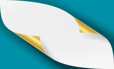 Curled Metallic Corner Vector. Realistic Paper With Soft Shadow Mock Up Close Up 스톡 일러스트