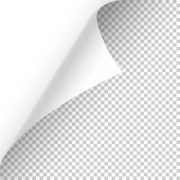 Curled page corner with shadow on transparent background. Blank sheet of paper 스톡 일러스트