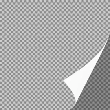 Curled paper sheet corner or page curl with shadow on transparent background  Stock Illustration