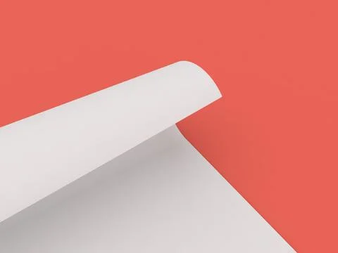 Curled paper sheet on a red close up background. Stock Illustration