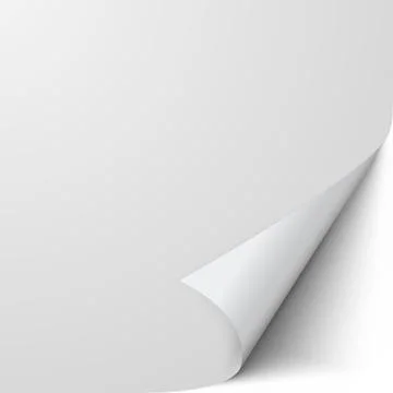Curled sheet of paper. Empty blank of paper with twisted corner. Vector illus Stock Illustration