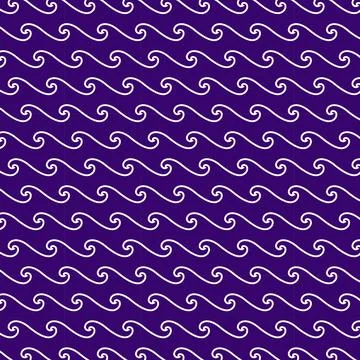 Curled wavy lines seamless vector pattern on purple background Illustrazione stock