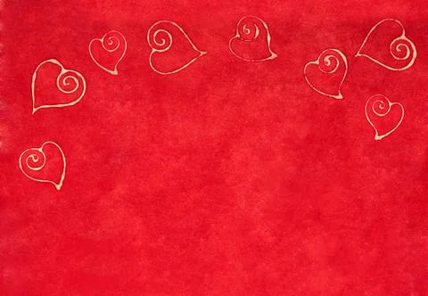 Curlicue hearts on a red background Illustrazione stock