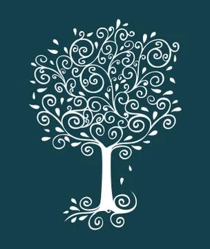 Curlicue Tree Stock Illustration