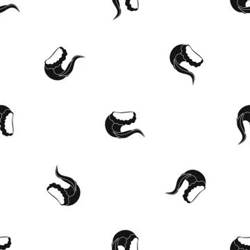 Curling and cracking wave pattern seamless black Illustrazione stock