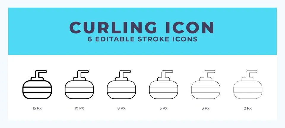 Curling icon with different stroke. Editable stroke. Vector illustration. 스톡 일러스트