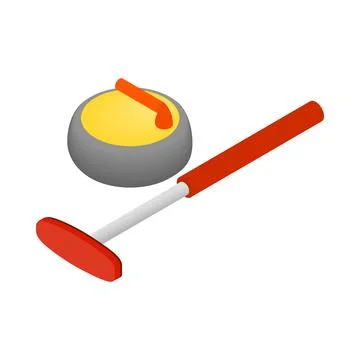 Curling icon, isometric 3d style Illustration