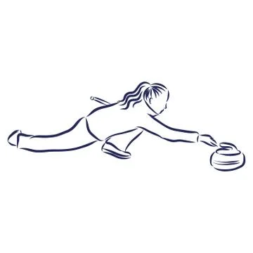Curling player, illustration, vector on white background. Stock Illustration