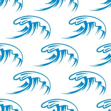 Curling sea waves seamless pattern Stock Illustration