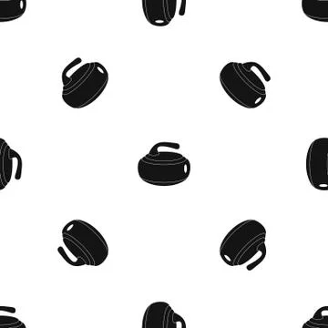 Curling stone pattern seamless black Stock Illustration