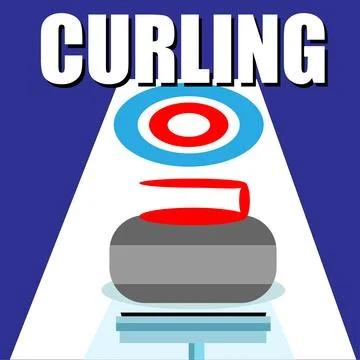 Curling stone on sheet of ice, winter team Olympic sport, ice rink Stock Illustration