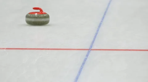 Curling. Stone slides on ice Stock Footage 60292714