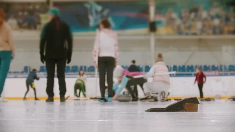 Curling training in the sport complex - different people training on the 動画素材 124157138