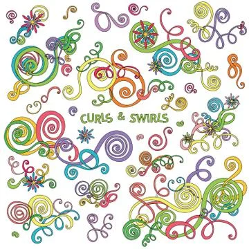 Curls and swirls design elements Stock Illustration