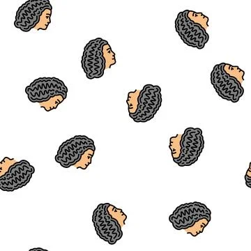 Curls hairstyle vector seamless pattern Stock Illustration