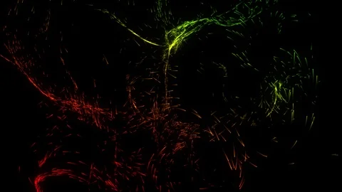 Curly and harmonically moving particle trails Stock Footage 97576123
