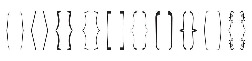 Curly brace set vector. Text brackets collection for messages, quotas. Illustrazione stock