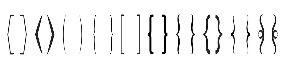 Curly brace set vector. Text brackets collection for messages, quotas. Stock Illustration