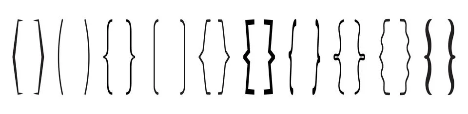 Curly brace set vector. Text brackets collection for messages, quotas. Stock Illustration