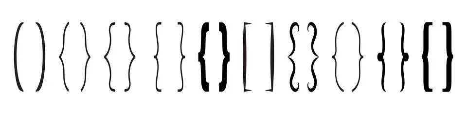 Curly brace set vector. Text brackets collection for messages, quotas. Stock Illustration