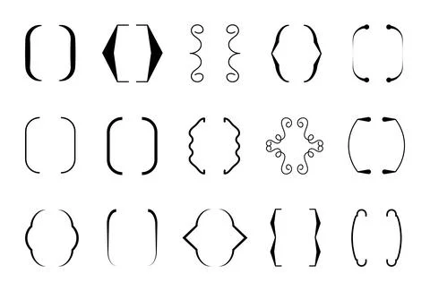 Curly brace set vector. Text brackets collection for messages, quotas. Stock Illustration