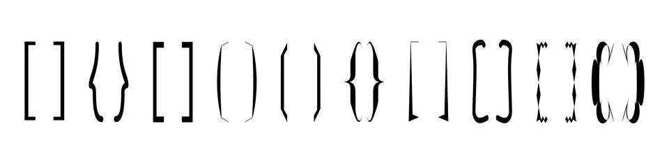 Curly brace set vector. Text brackets collection for messages, quotas. 스톡 일러스트