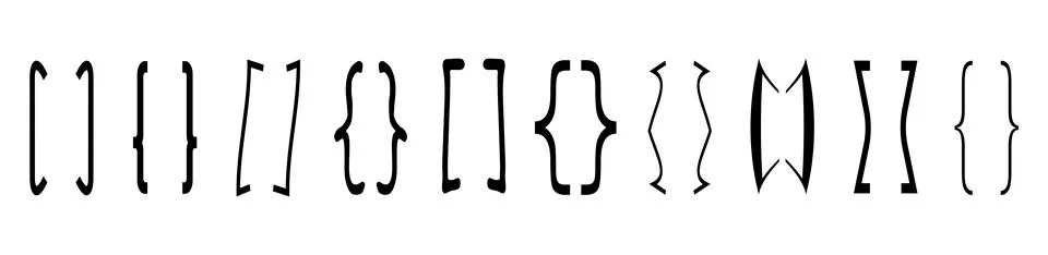Curly brace set vector. Text brackets collection for messages, quotas. Illustrazione stock