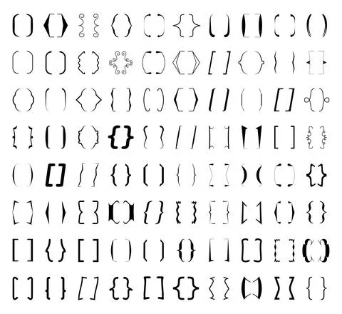 Curly brace set vector. Text brackets collection for messages, quotas. Stock Illustration