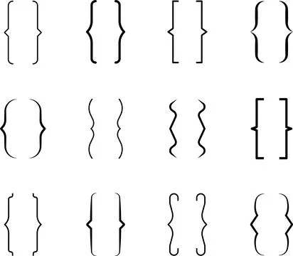 Curly braces, double symmetric brackets. Vector Typography symbols pair Stock Illustration