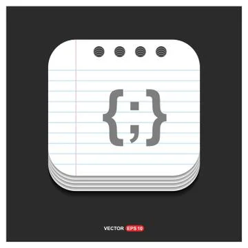 Curly bracket icon Gray icon on Notepad Style template Vector EPS 10 Free Ico イラスト素材