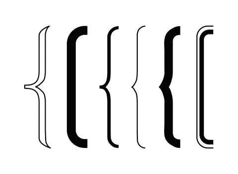 Curly bracket icon set for coding typography and programming Stock-Illustration