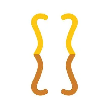 Curly brackets creating a mirror effect with yellow and brown colors 스톡 일러스트