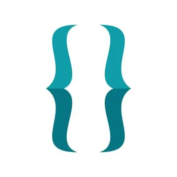 Curly brackets reflecting creating a symmetrical design on white background Stock Illustration
