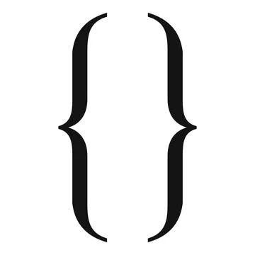 Curly brackets symbol representing code block or set notation Illustrazione stock
