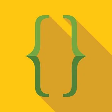 Curly brackets symbol representing coding and programming on yellow backgroun Stock-Illustration