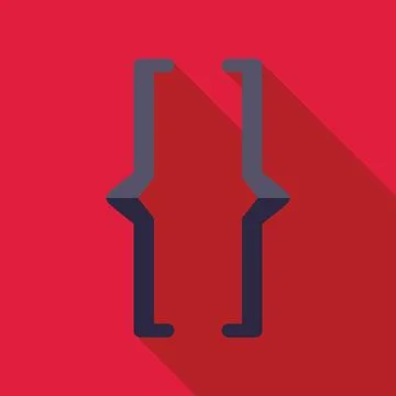 Curly brackets symbol representing coding and programming on red background イラスト素材