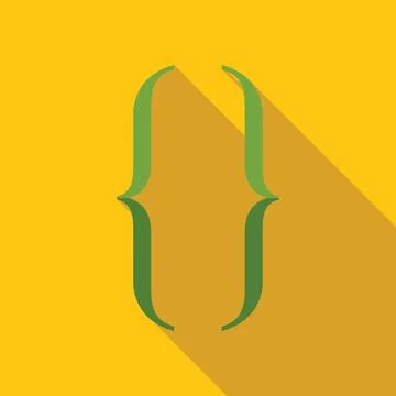 Curly brackets symbol representing coding and programming on yellow backgroun Stock-Illustration