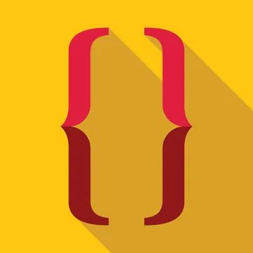 Curly brackets symbol representing programming and coding on yellow backgroun Stock-Illustration