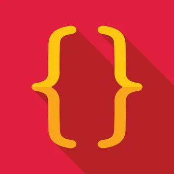 Curly brackets symbol representing programming and coding on red background Stock-Illustration