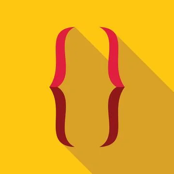 Curly brackets symbol representing programming and coding on yellow backgroun Stock-Illustration