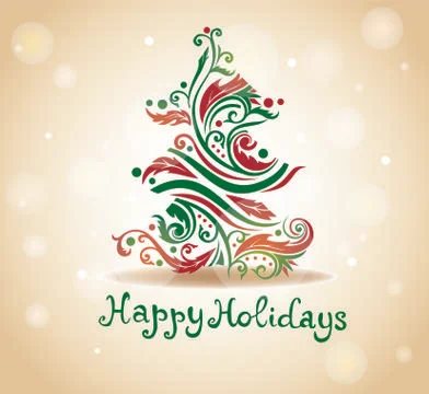 Curly Christmas tree. Illustrazione stock