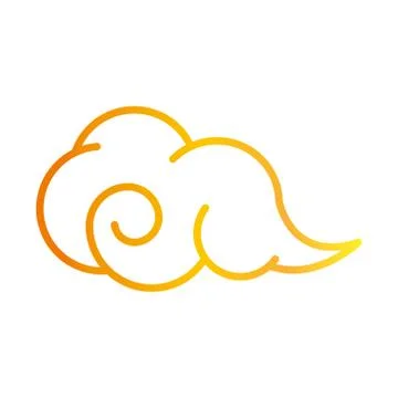 Curly cloud sky white background gradient style icon Stock Illustration
